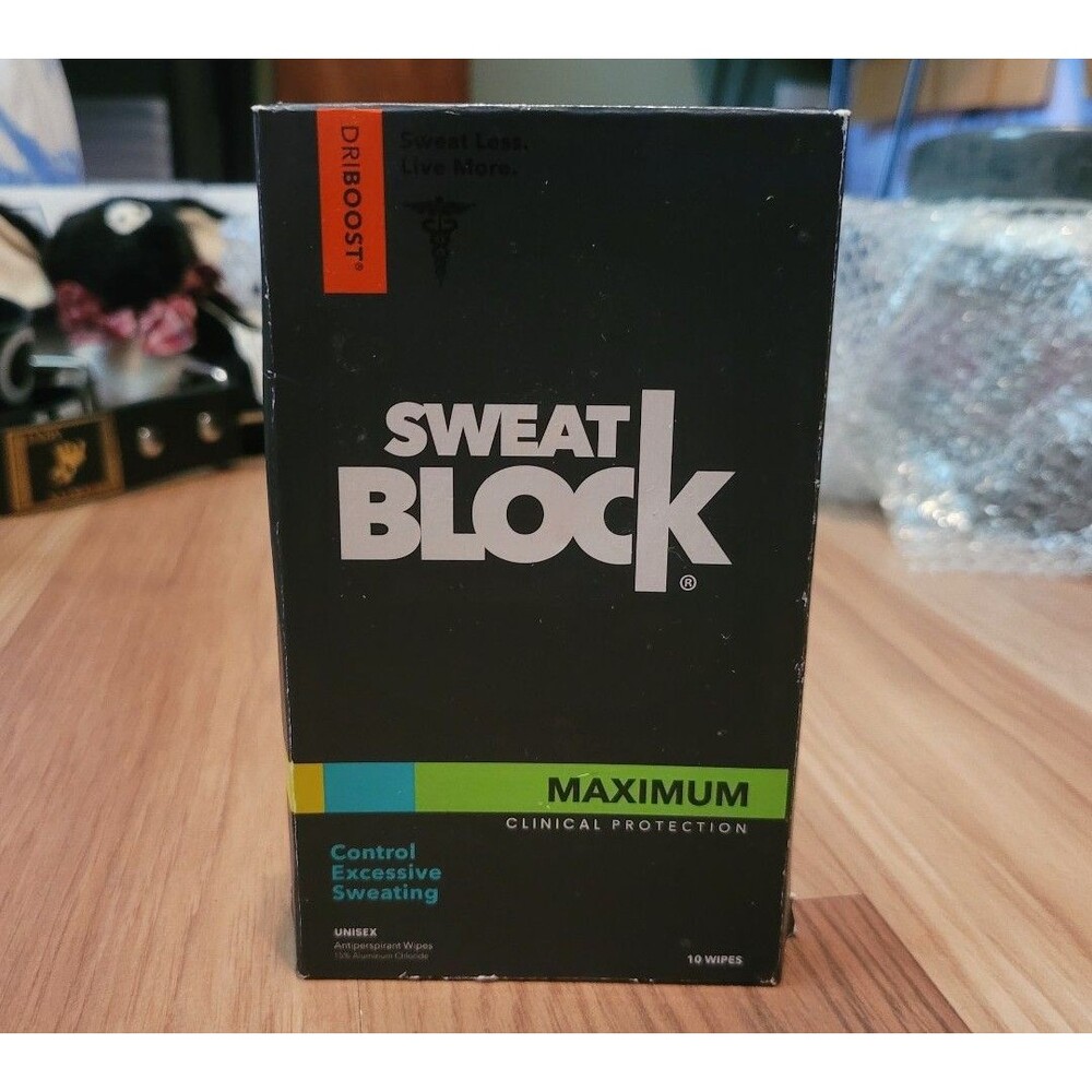 Sweat Block Maximum Clinical Protection Unisex Antiperspirant Wipes Open Box 9ct